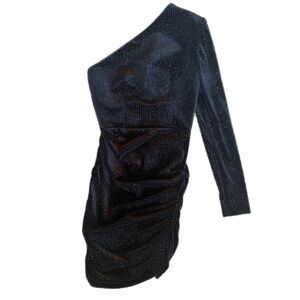 Alex Perry One Shoulder Iridescent Sparkle Mini Dress